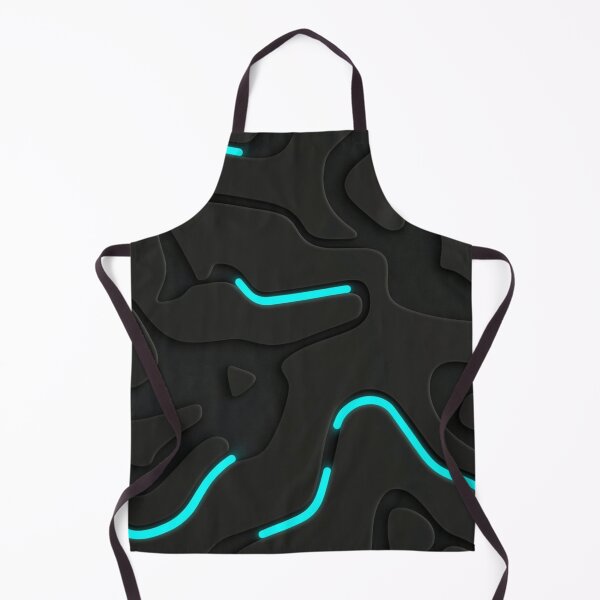Item preview, Cyber Topography: 3D Matte Black & Electric Cyan Neon Waves designed and sold by T-I-D-E.
