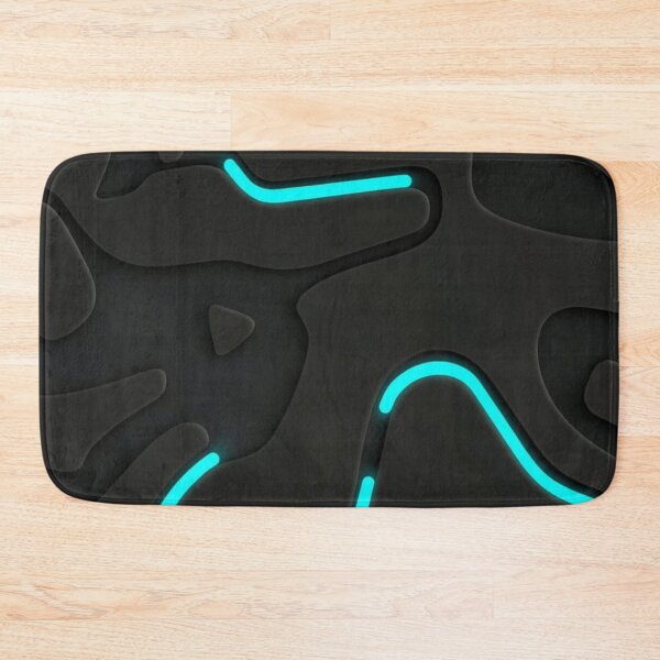 Item preview, Cyber Topography: 3D Matte Black & Electric Cyan Neon Waves designed and sold by T-I-D-E.