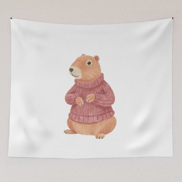Item preview, capybara wearing red sweater designed and sold by cloudzer0000.