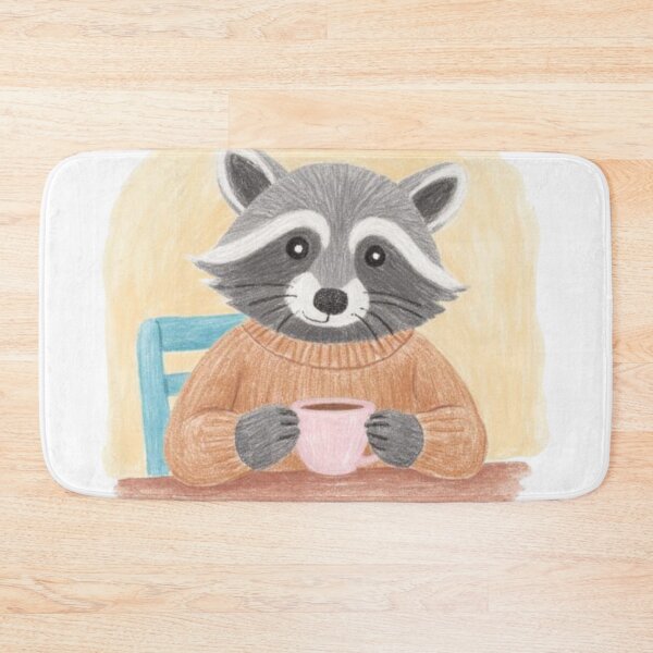 Item preview, racoon wearing orange sweater watercolor designed and sold by cloudzer0000.