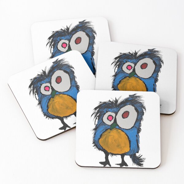 Artikelvorschau, Zerzauster blauer Vogel – Texturierter expressionistischer Charakter entworfen und verkauft von WimziRides.