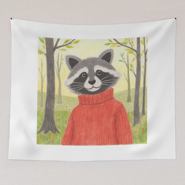 Item preview, racoon in the woods watercolor designed and sold by cloudzer0000.