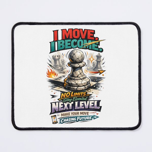 Item preview, I Move I Become Chess Pawn Growth Mindset Motivational Wall Art - Strategic Success and Evolution Quote Graphic for Home Office Decor - Next Level Ambition and Future Chasing Illustration designed and sold by Vivaan Studio.