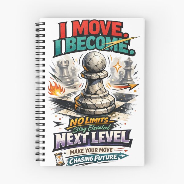 Item preview, I Move I Become Chess Pawn Growth Mindset Motivational Wall Art - Strategic Success and Evolution Quote Graphic for Home Office Decor - Next Level Ambition and Future Chasing Illustration designed and sold by Vivaan Studio.