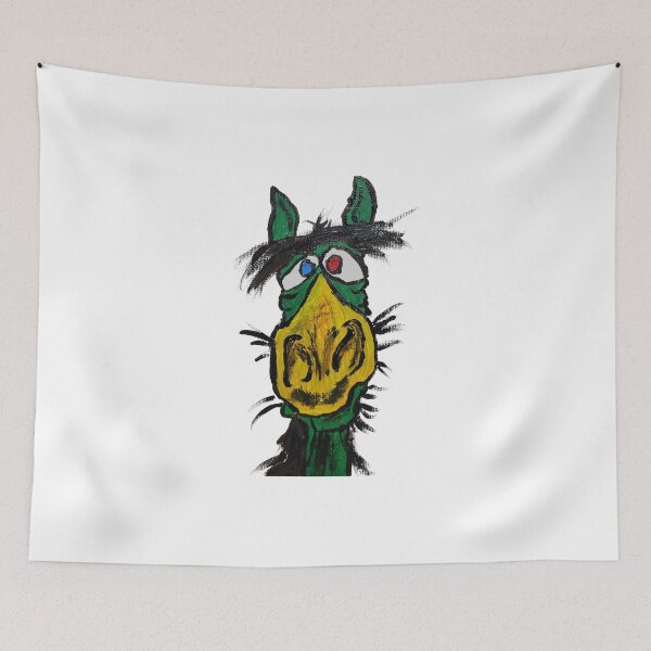Item preview, Quirky Green Horse - Mismatched Eyes & Bold Snout designed and sold by BeyondInkwell.