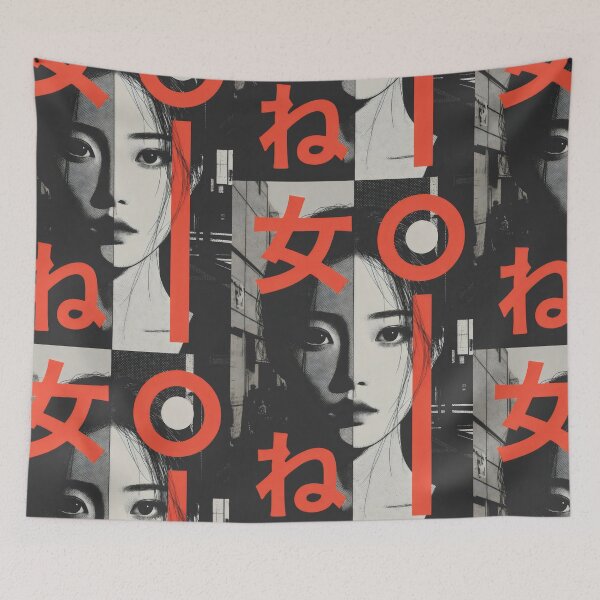 Item preview, Dual Contrast Japanese Portrait - Modern Pop Art Girl designed and sold by SplashTastic.