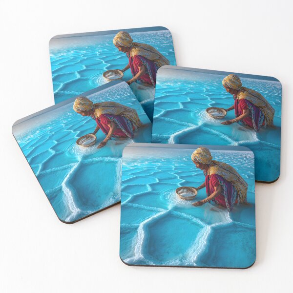 Item preview, Woman Harvesting Salt in a Serene Landscape designed and sold by Artessie.