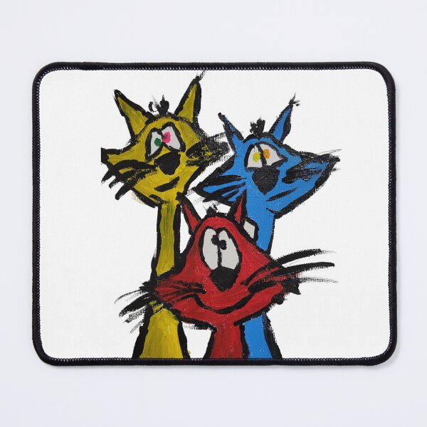 Item preview, Three Quirky Cats - Vibrant Primary Color Trio designed and sold by BeyondInkwell.