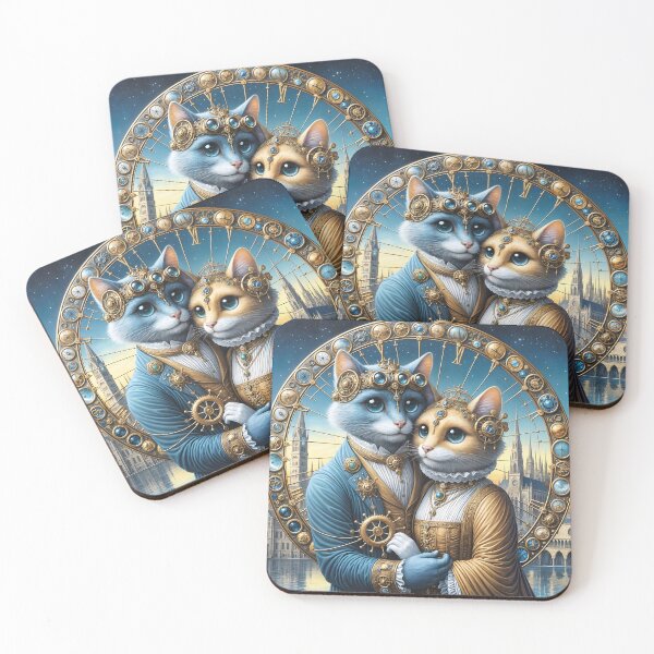 Artikelvorschau, Steampunk-Paar: Blauer Kater und Goldene Katze entworfen und verkauft von KunstGeist.