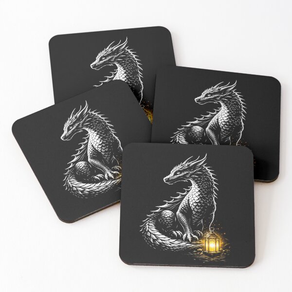 Item preview, Dragon by the light of a lantern. Black and white minimalism. designed and sold by Natart1004.