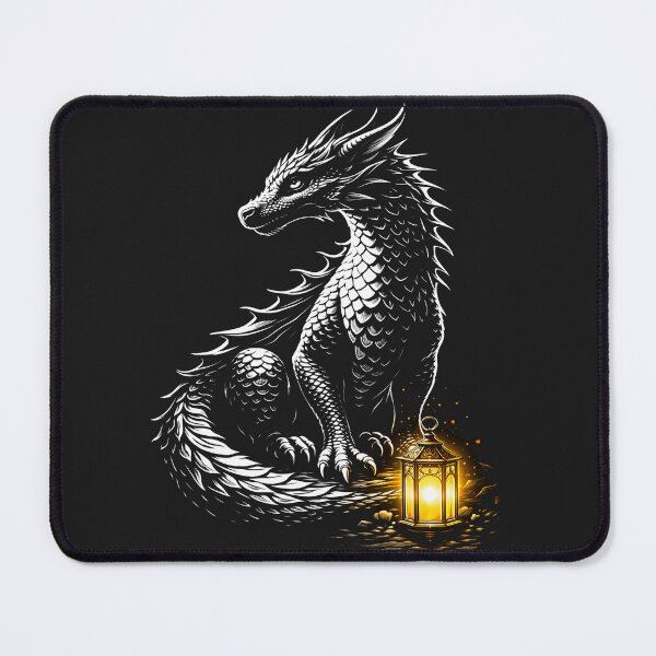 Item preview, Dragon by the light of a lantern. Black and white minimalism. designed and sold by Natart1004.