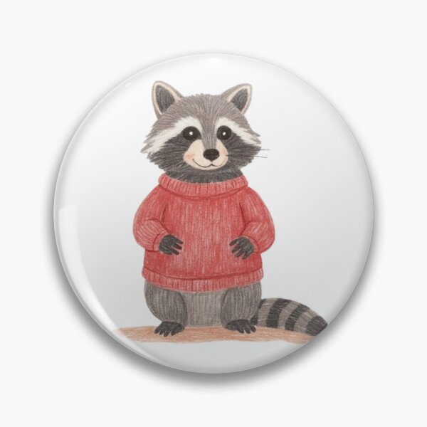 Item preview, chubby racoon wearing a red sweater watercolor designed and sold by cloudzer0000.