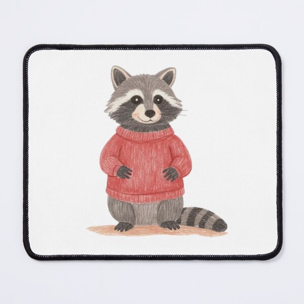 Item preview, chubby racoon wearing a red sweater watercolor designed and sold by cloudzer0000.