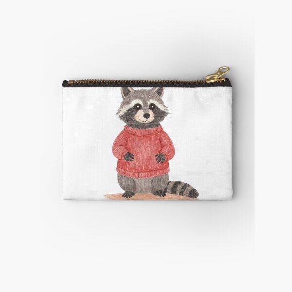 Item preview, chubby racoon wearing a red sweater watercolor designed and sold by cloudzer0000.