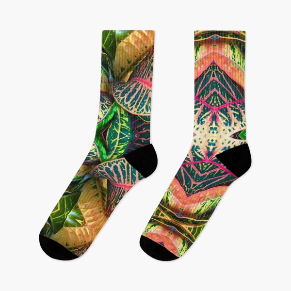 Item preview, Abstract tribal tropical colorful leaf pattern - garden croton designed and sold by hollycooper.