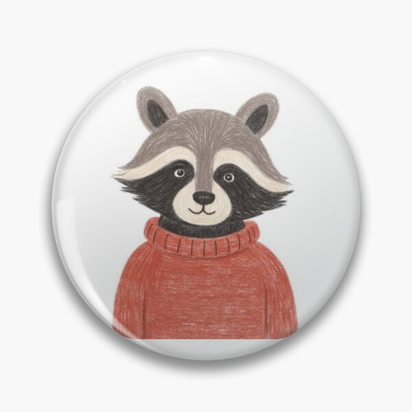Item preview, cute racoon wearing a red sweater watercolor designed and sold by cloudzer0000.