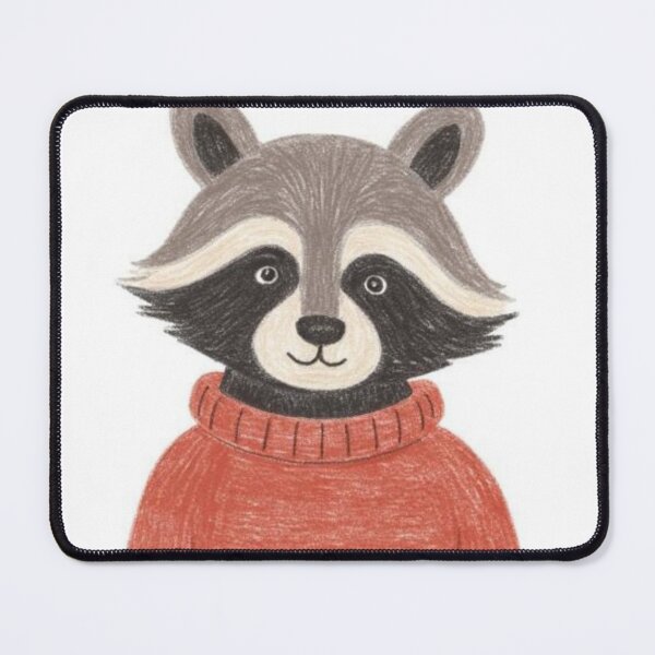 Item preview, cute racoon wearing a red sweater watercolor designed and sold by cloudzer0000.
