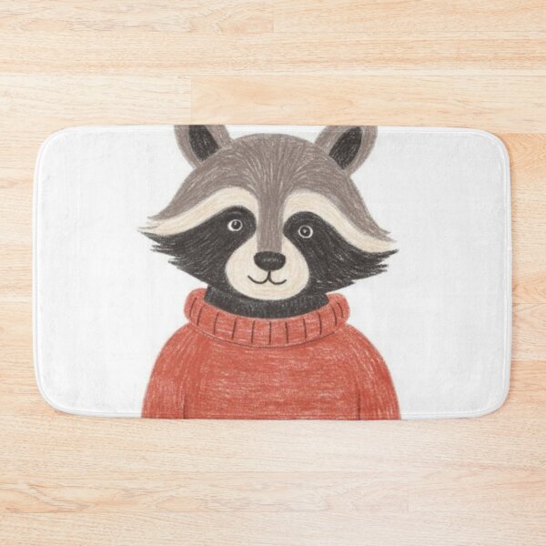 Item preview, cute racoon wearing a red sweater watercolor designed and sold by cloudzer0000.