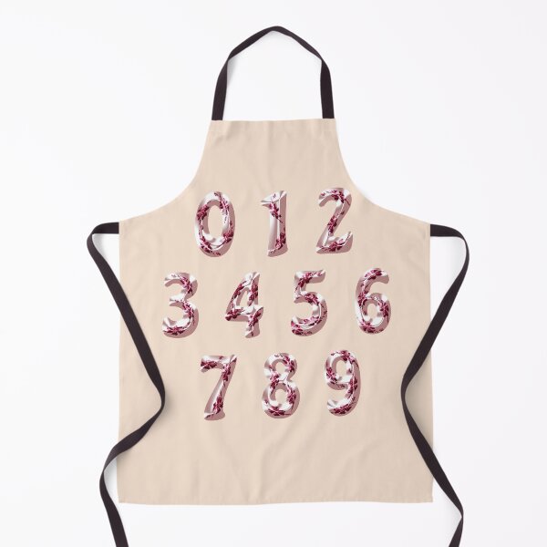 Item preview, Nubmers from 0 to 9 - satin light pink with hand-drawn flowers :) designed and sold by Myriel-Myriel.