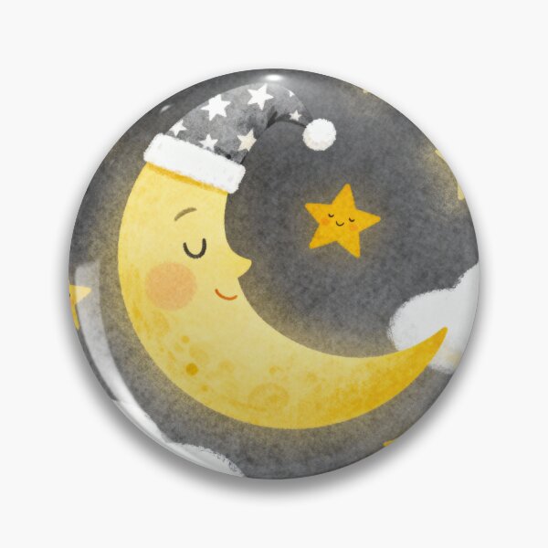 Item preview, Sweet Dreams Moon - Sleeping Crescent Moon and Glowing Stars Nursery Art designed and sold by HappySproutArt.