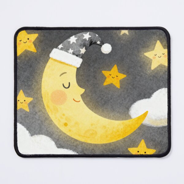 Item preview, Sweet Dreams Moon - Sleeping Crescent Moon and Glowing Stars Nursery Art designed and sold by HappySproutArt.