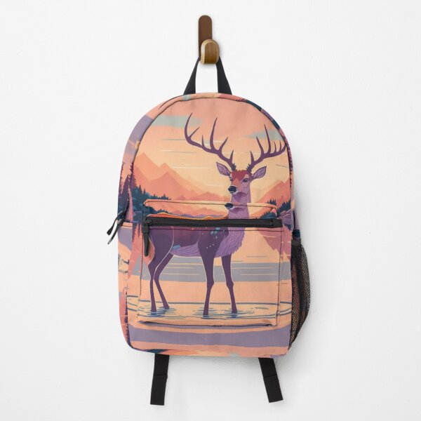 Item preview, Rustic wilderness mountains forest and lake with deer designed and sold by hollycooper.