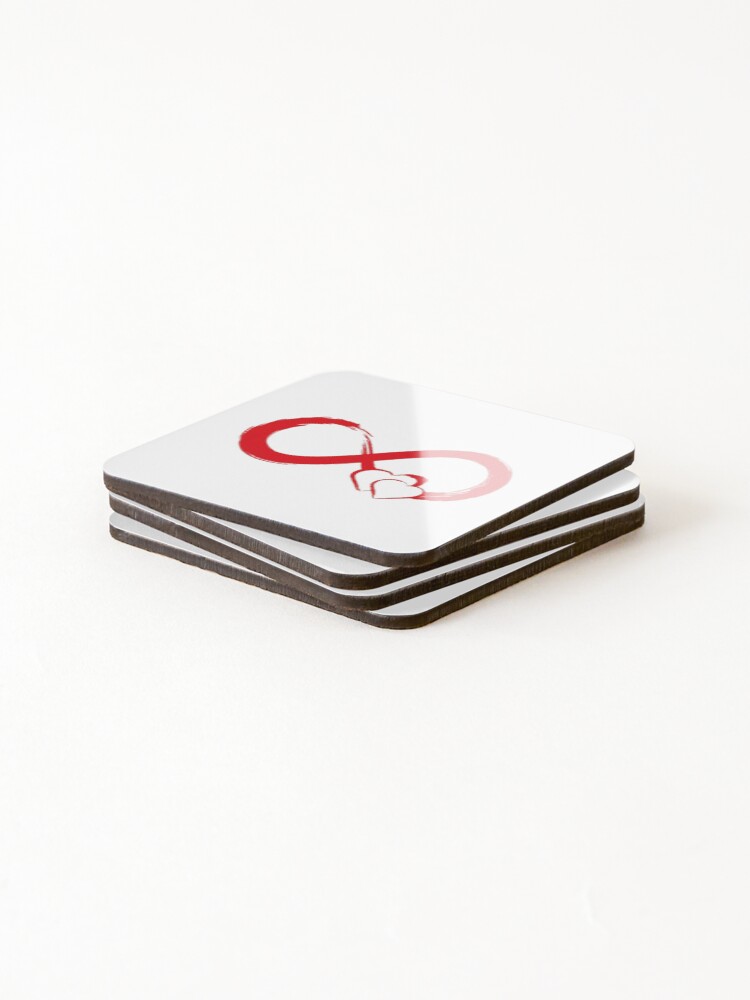 Thumbnail 4 of 5, Coasters (Set of 4), Infinity Love – Symbole Infini avec Cœurs Rouges designed and sold by Wawan35200.