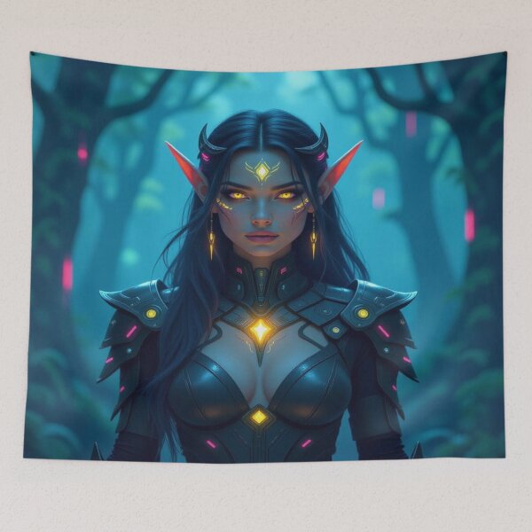 Item preview, Cyber Elf in Neon Forest – Futuristic Grace meets glowing Nature & digital Magic designed and sold by FotoworldEdel.