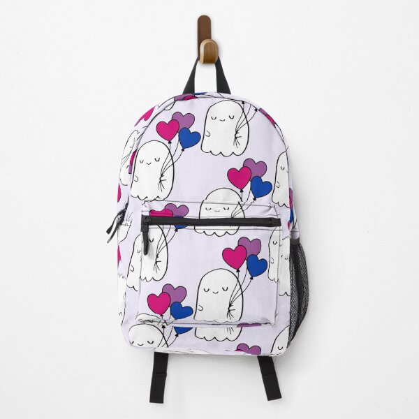 Item preview, Bisexual Pride Ghost with Heart Balloons - Valentines Illustration designed and sold by Cannaxes Studio.
