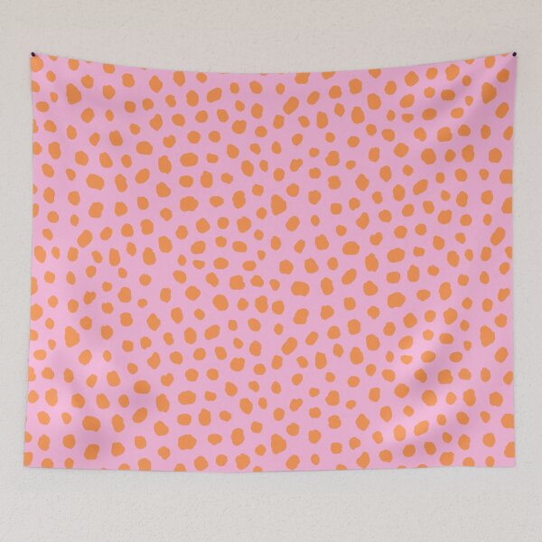Item preview, Orange Dalmatian Brush Stroke Spots on Pink designed and sold by OneThreeSix.