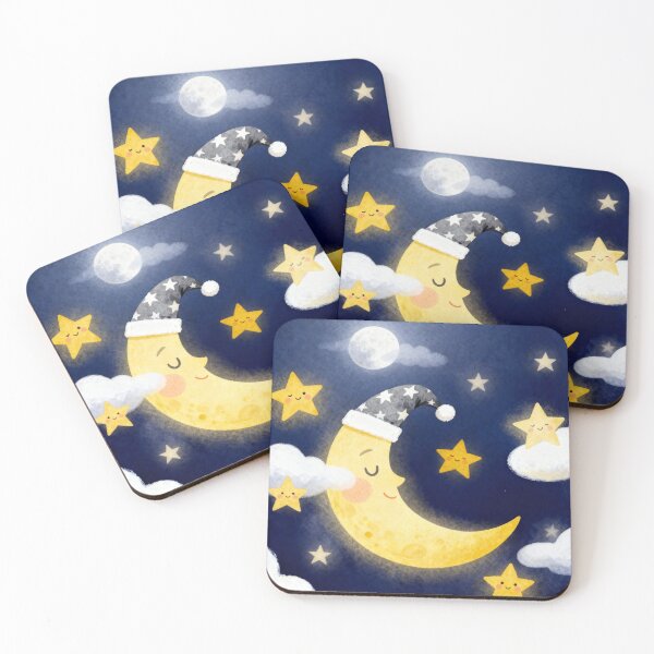 Item preview, Midnight Lullaby Moon - Deep Blue Watercolor Nursery Wall Art designed and sold by HappySproutArt.
