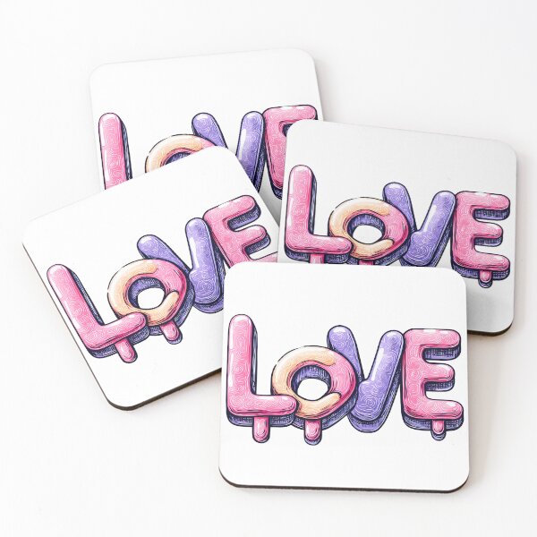 Item preview, Dripping Bubble LOVE Saint Valentine's Day - Glossy Pink Purple Swirl Typography Art Print designed and sold by DesignArtist.ia.