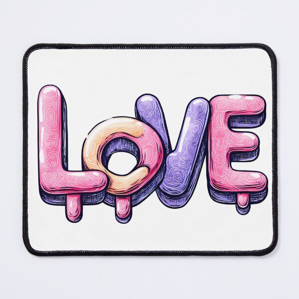 Item preview, Dripping Bubble LOVE Saint Valentine's Day - Glossy Pink Purple Swirl Typography Art Print designed and sold by DesignArtist.ia.
