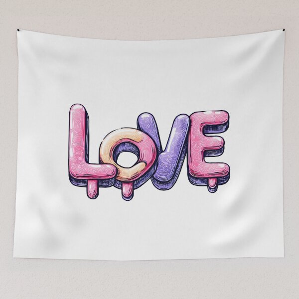 Item preview, Dripping Bubble LOVE Saint Valentine's Day - Glossy Pink Purple Swirl Typography Art Print designed and sold by DesignArtist.ia.