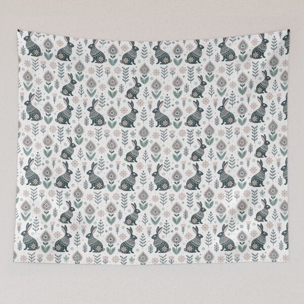 Item preview, Nordic Folk Rabbit Borders | Scandinavian Folk Design designed and sold by Shuga-Design.