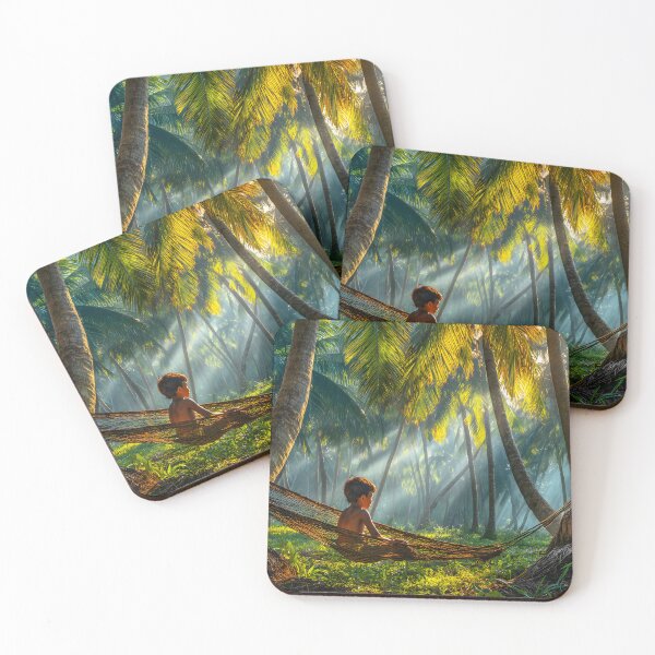 Item preview, Child Relaxing in Hammock Amidst Lush Palms designed and sold by Artessie.