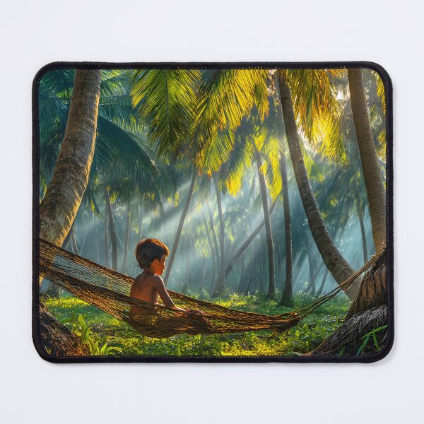 Item preview, Child Relaxing in Hammock Amidst Lush Palms designed and sold by Artessie.