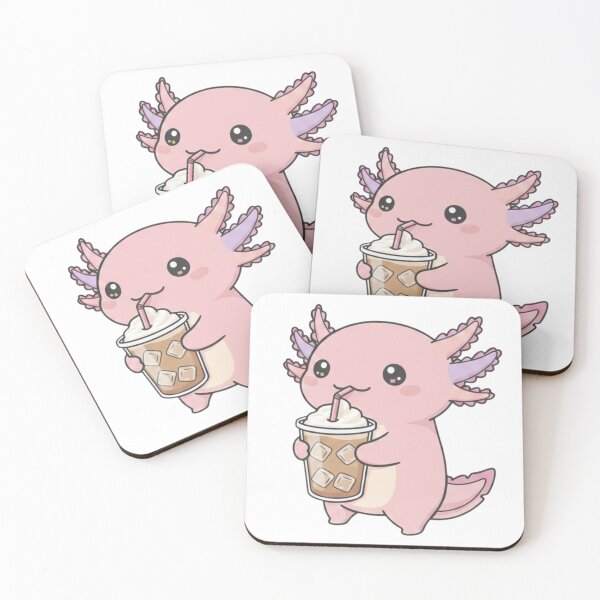Item preview, Coffee Axolotl cute kawaii pink funny adorable doodle birthday christmas designed and sold by CheeseBlueprint.