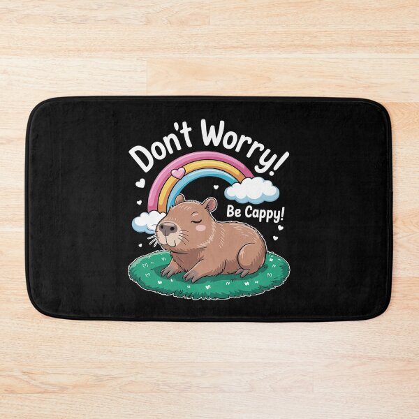 Item preview, Cute Capybara And Rainbow Don't Worry Be Cappy Amine Kawaii designed and sold by FadeOfThrone.