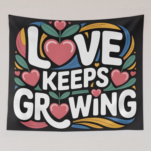 Item preview, Love Keeps Growing – Modern Love Typography for Couples designed and sold by FreeFromDefault.