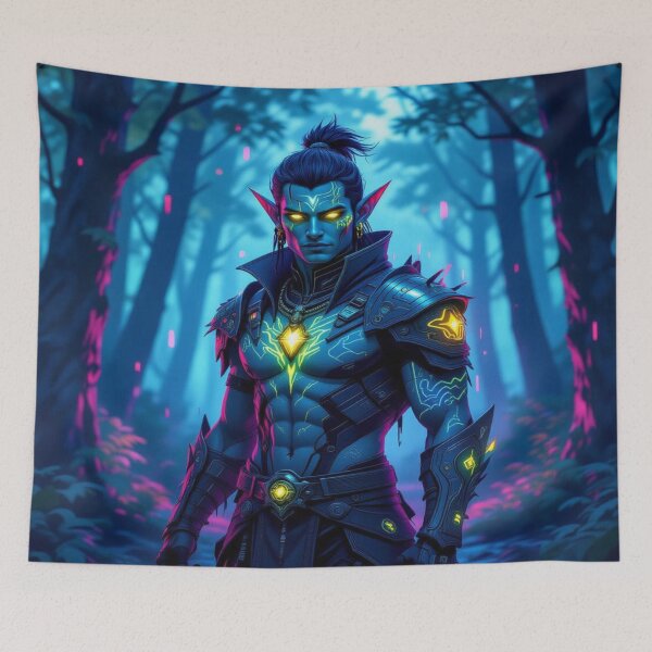 Item preview, Cyber Elf in Neon Forest – Futuristic Grace meets glowing Nature & digital Magic designed and sold by FotoworldEdel.