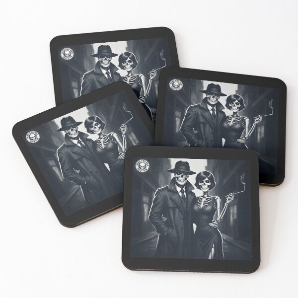Item preview, DEAD AND BAD NOIR COUPLE | Vintage Skeleton Mobster & Femme Fatale Art | Dark Cinematic Streetwear designed and sold by SergioMiklos.