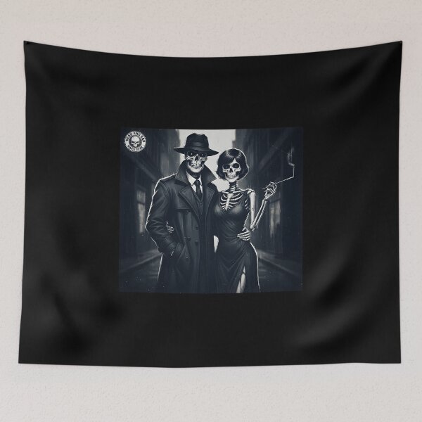 Item preview, DEAD AND BAD NOIR COUPLE | Vintage Skeleton Mobster & Femme Fatale Art | Dark Cinematic Streetwear designed and sold by SergioMiklos.