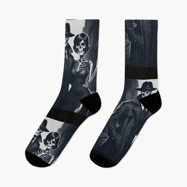 Item preview, DEAD AND BAD NOIR COUPLE | Vintage Skeleton Mobster & Femme Fatale Art | Dark Cinematic Streetwear designed and sold by SergioMiklos.