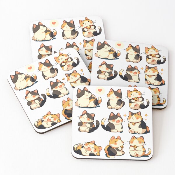 Item preview, Kawaii Calico Cats Valentines Day - Cute Blushy Heart-Eyed Chubby Kitties Art Print designed and sold by DesignArtist.ia.