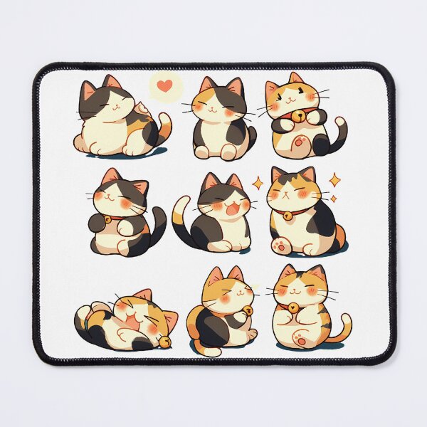 Item preview, Kawaii Calico Cats Valentines Day - Cute Blushy Heart-Eyed Chubby Kitties Art Print designed and sold by DesignArtist.ia.