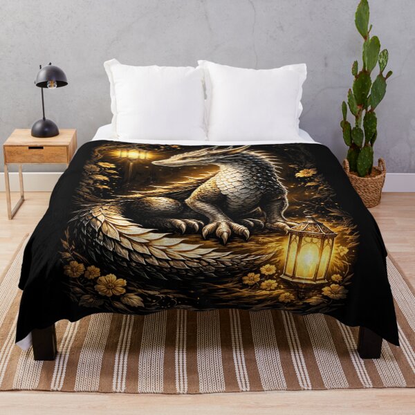 Item preview, Gold Dragon by the light of a lantern.  Minimalism. Tattoo style. designed and sold by Natart1004.