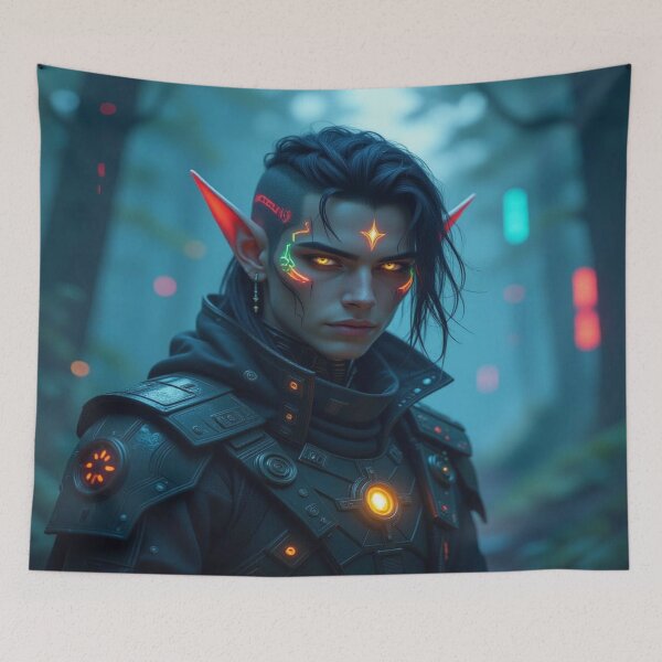 Item preview,  Cyber Elf in Neon Forest – Futuristic Grace meets glowing Nature & digital Magic designed and sold by FotoworldEdel.