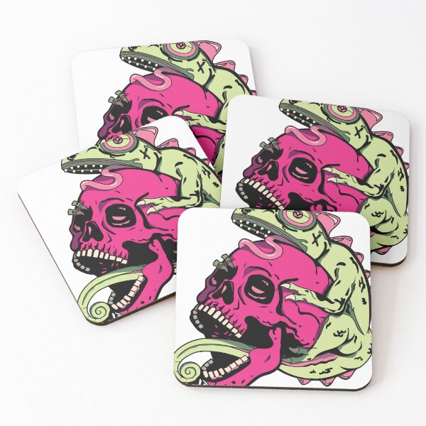 Item preview, Illustrated Chameleon eating Skull designed and sold by RedRebelxx.