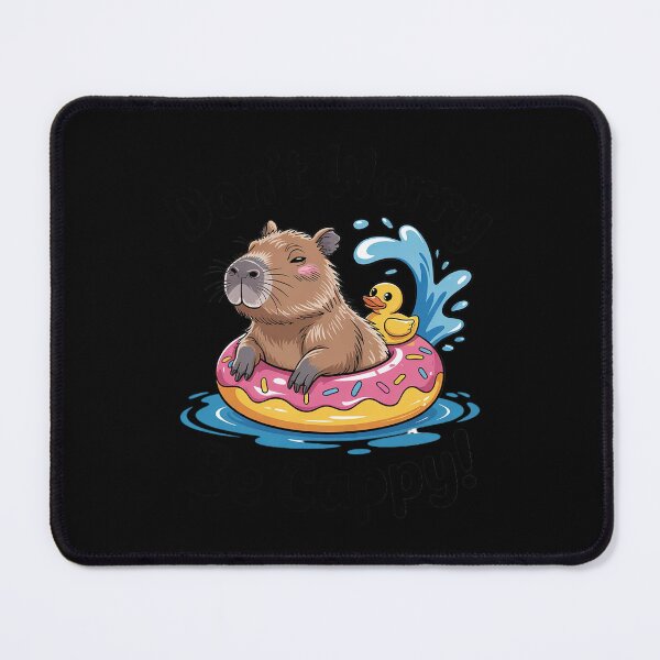 Item preview, Don't Worry Be Cappy Cute Capybara Duck Bath Swim Ring Donut designed and sold by MarryIsMonth.